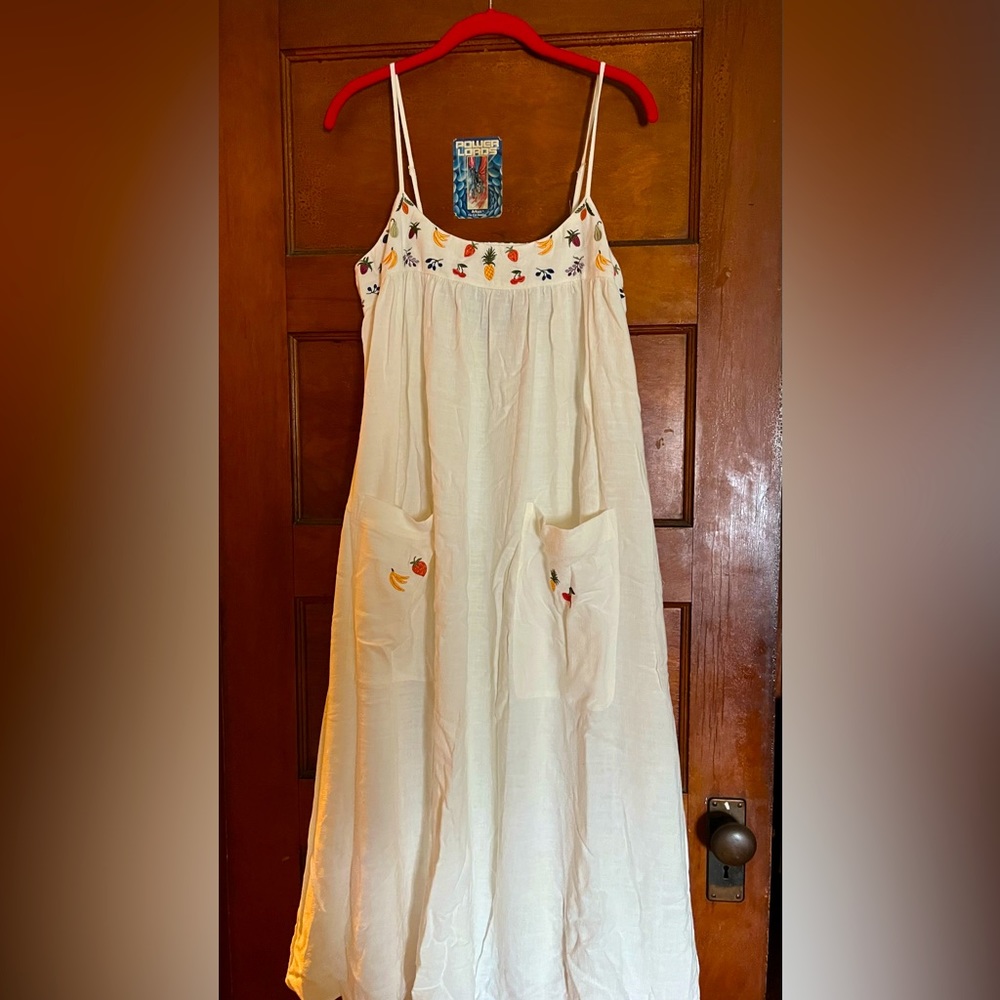 Madewell summer embroidered bib midi